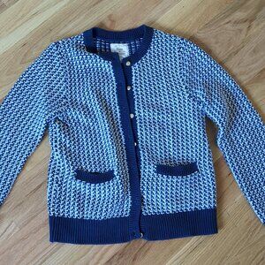 Hope and Henry Organic Cotton Blue and White Cardigan - S
